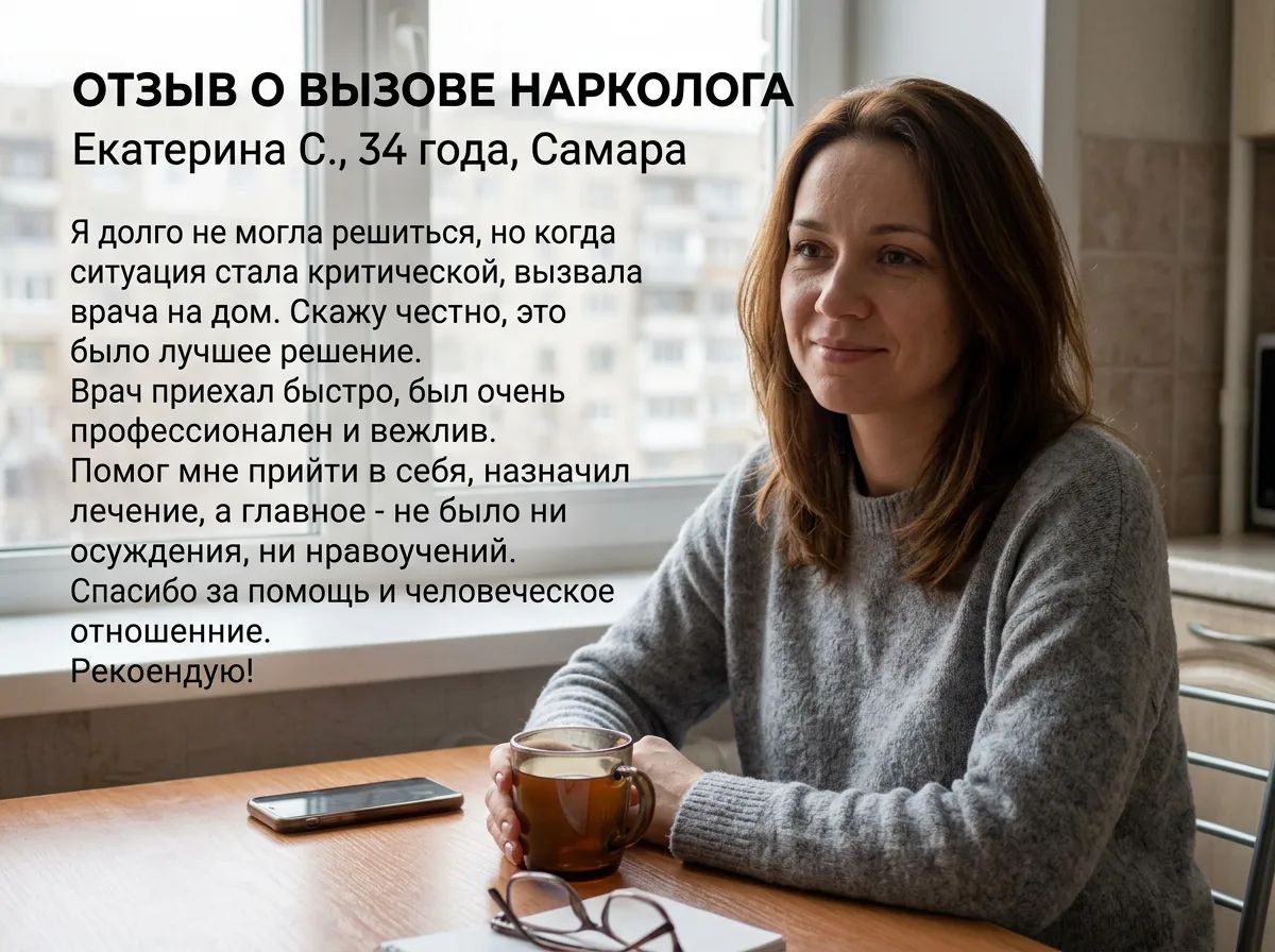 Аватар женщины по имени Екатерина С., 34 года, Самара, отзыв о вызове нарколога