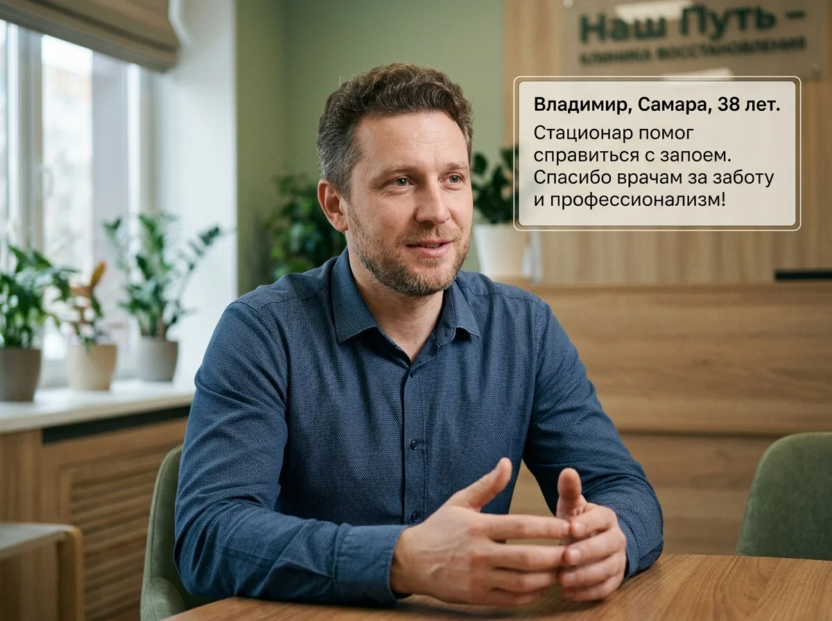 Аватар мужчины по имени Владимир, 38 лет, Самара, отзыв с сайта клиники о стационарном выводе из запоя